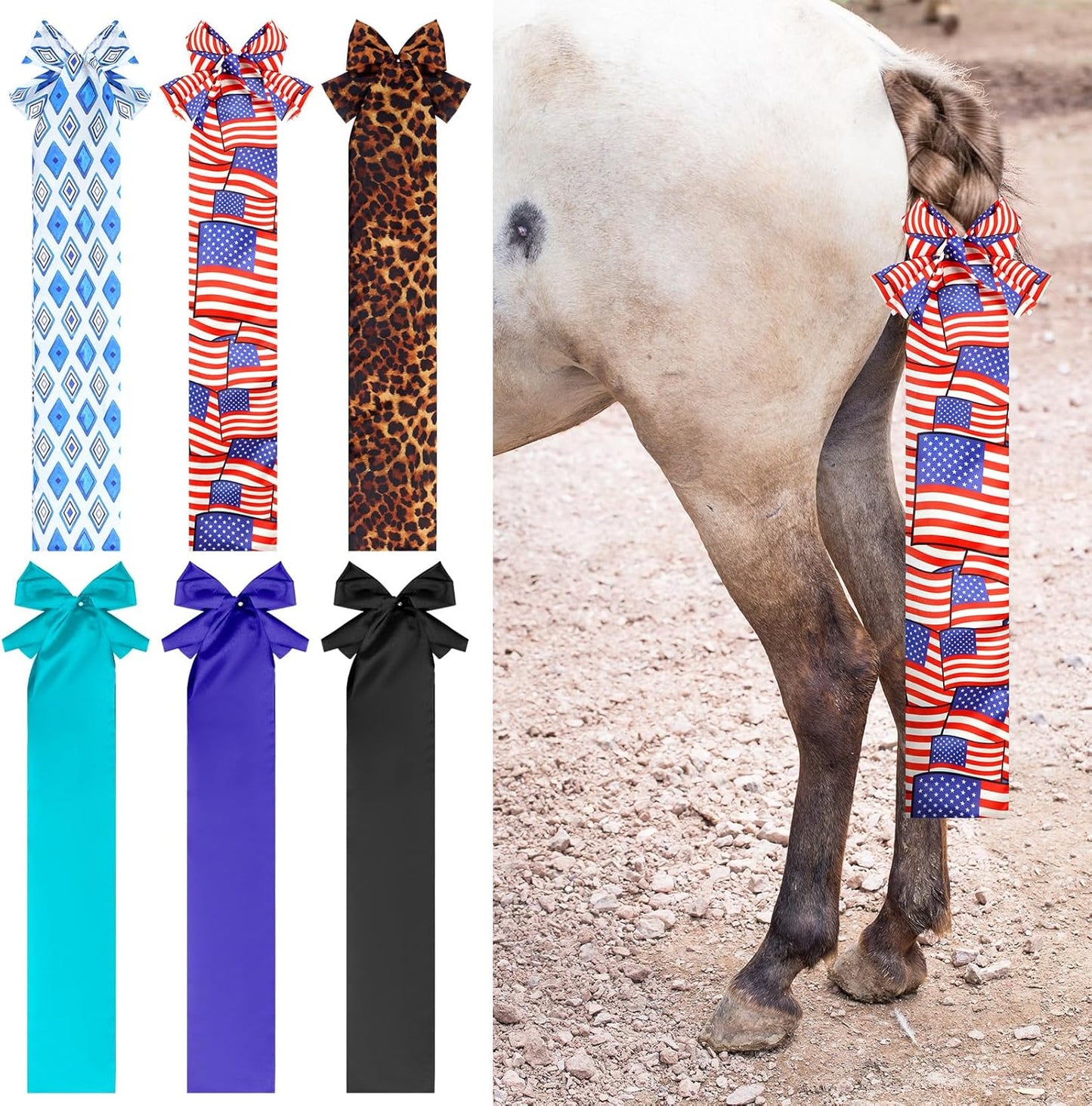 Huhumy 6 pieces horse tail bag set front view