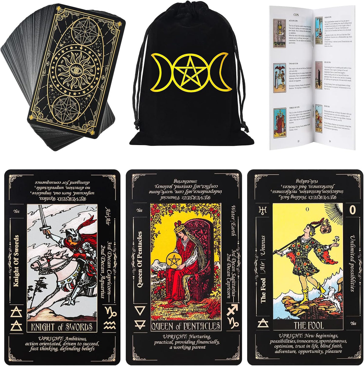 Fofeadm Tarot Cards with Guide Book front view of deck
