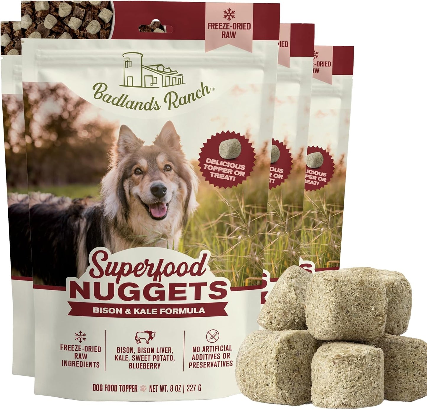 BADLANDS RANCH Superfood Nuggets - Freeze-Dried Raw Dog Treat & Food Topper, Nutrient-Dense Duck & Kale Formula, High Protein, No Artificial Additives, 8oz Bag - Image 9