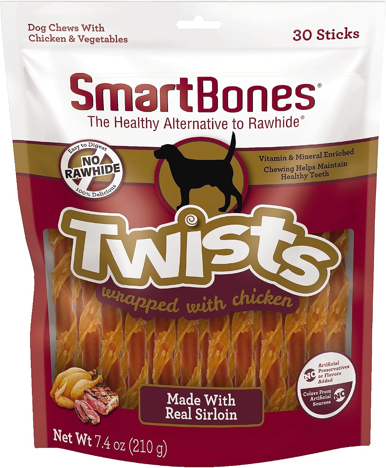 SmartBones Twists Wrapped with Chicken Made with Real Water Buffalo, 30 Count, Rawhide-Free Chews for Dogs, 7.40 Ounce (Pack of 1) - Image 9