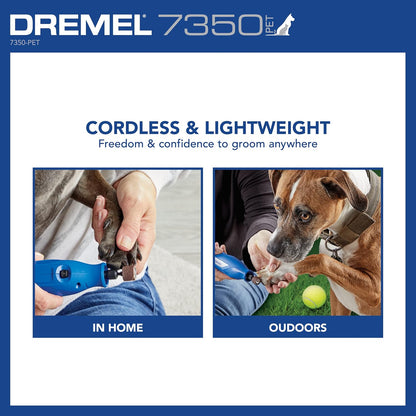 Dremel 7350-PET kit contents including USB charging cable