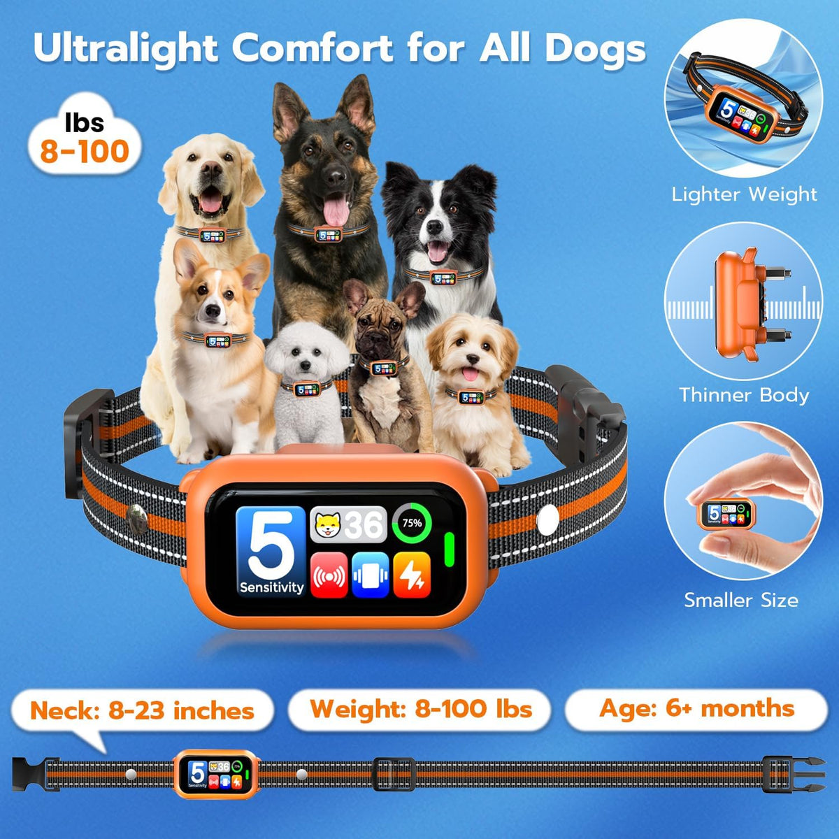 Adjustable nylon strap for ATWHTE dog bark collar