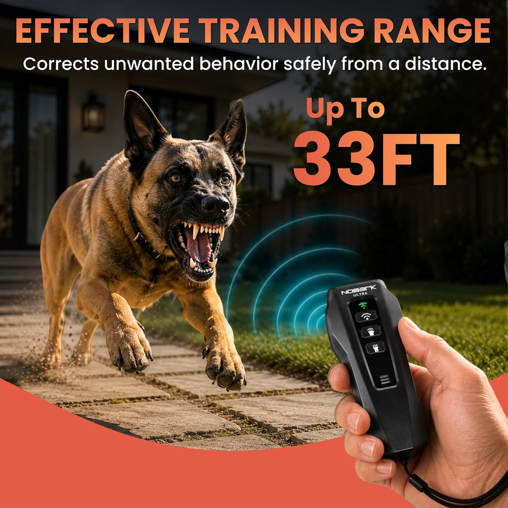 Handheld dog bark deterrent with LED light indicator