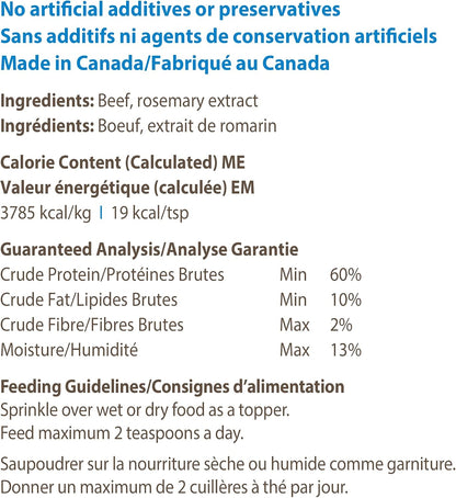 High protein North American beef meal mixer ingredients label