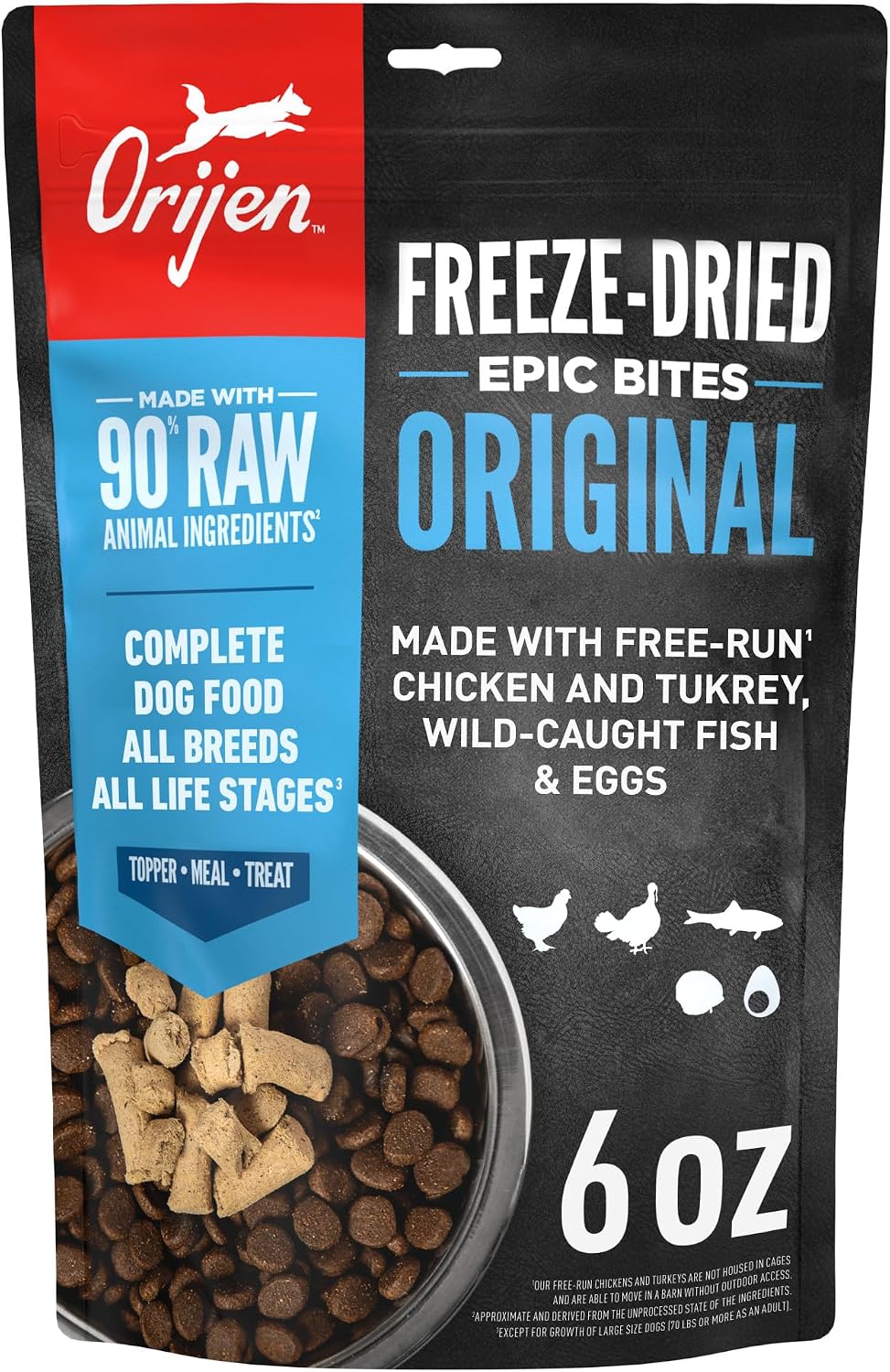ORIJEN Epic Bites Freeze-Dried Dry Dog Food Tundra Recipe 6oz Bag - Image 15