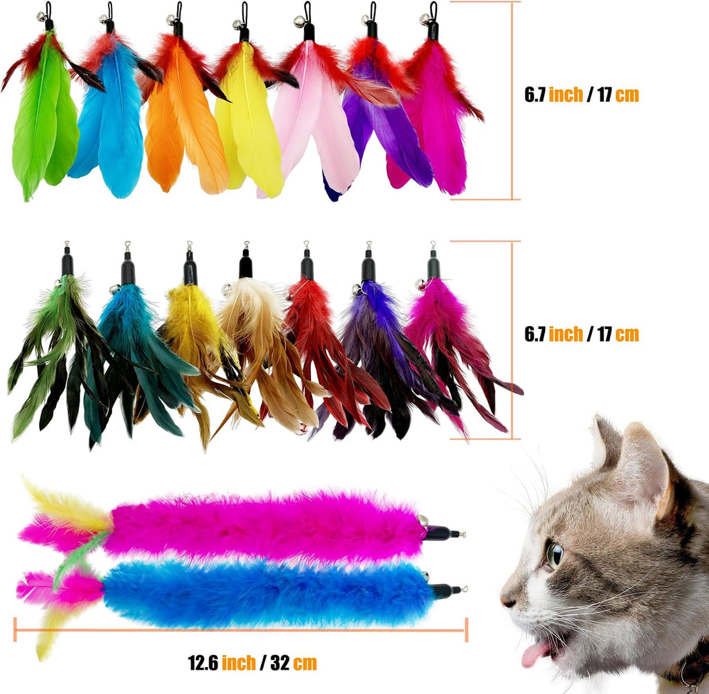 CATENEED fuzzy worm wand refills in vibrant colors for indoor cat exercise.
