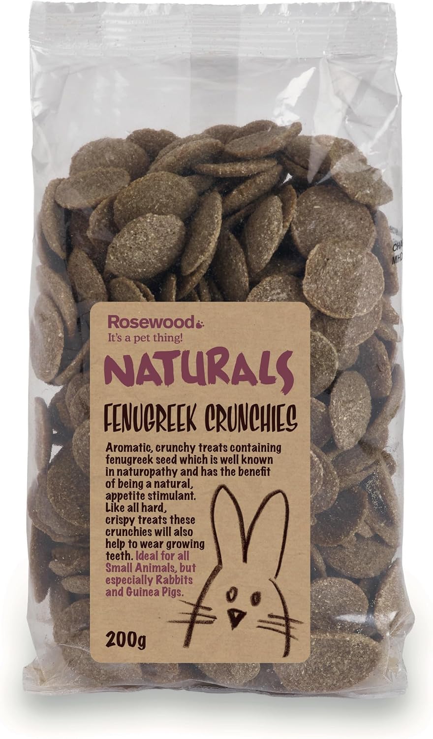 Rosewood Pet Fenugreek Crunchies small animal food pouch front view
