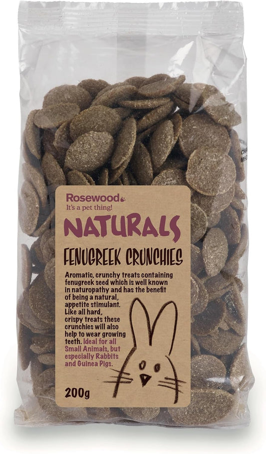 Rosewood Pet Fenugreek Crunchies small animal food pouch front view