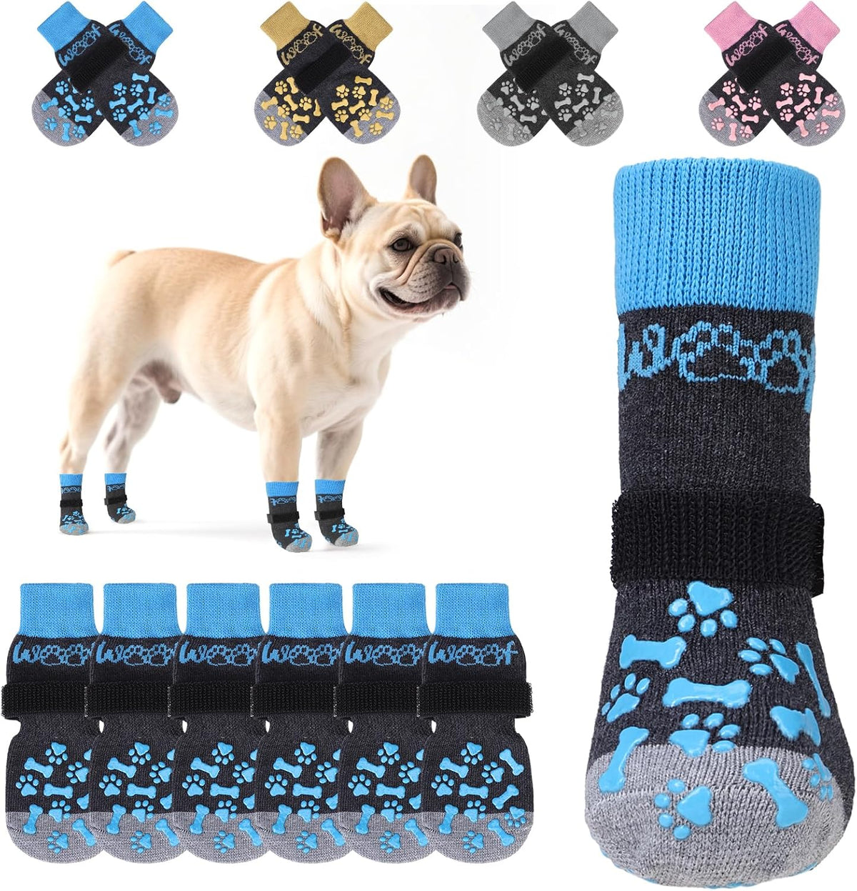 Assorted colors of Kooltail anti slip pet socks