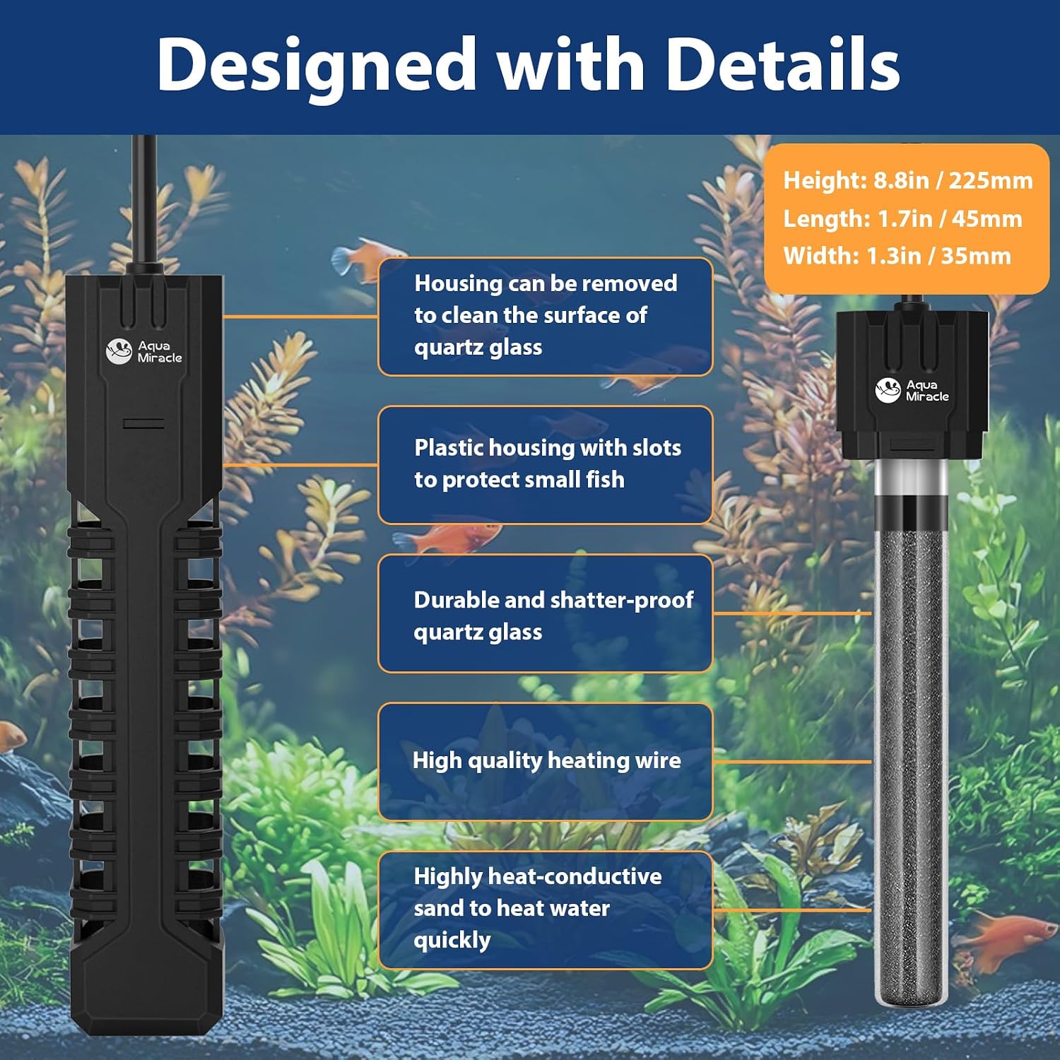 AquaMiracle heater components including suction cups and digital thermostat