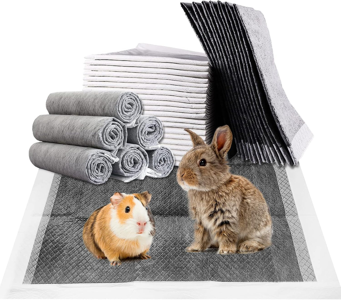 Fhiny Rabbit Pee Pads, 13" x 18" 100 PCS Disposable Bunny Pads Charcoal Leak-Proof Super Absorbent Potty Training Pad with Quick-Dry Surface for Dogs Puppies Cats Kittens or Small Pets - Image 14