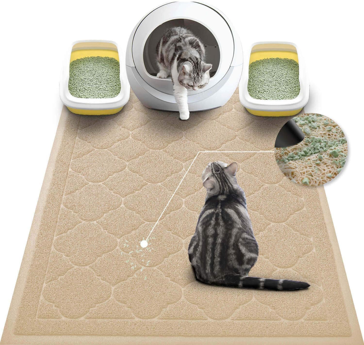 WePet Cat Litter Box Mat, Kitty Premium PVC Pad, Durable Trapping Rug, Phthalate Free, Urine-Resistant, Scatter Control, XXL 47 x 36 Inch, Grey - Image 13