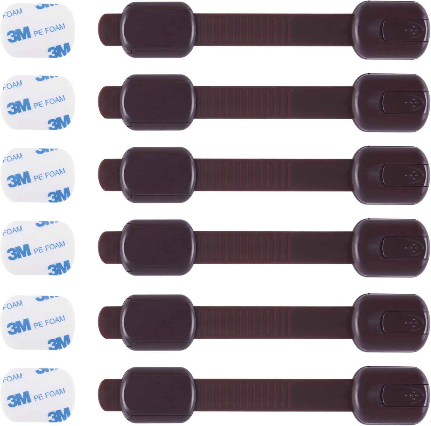 Cutesafety child safety cabinet locks brown 6 pack front view pack packaging
