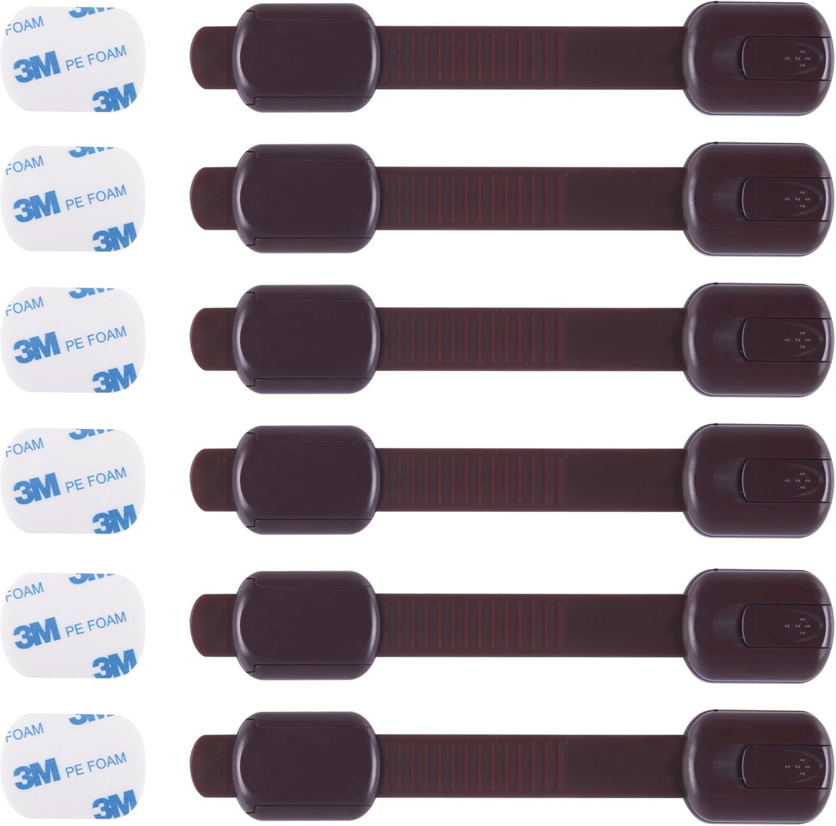 Cutesafety child safety cabinet locks brown 6 pack front view pack packaging