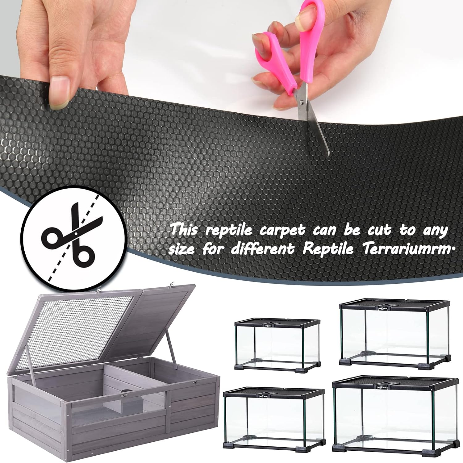 Heat absorbing black terrarium flooring for snake and tortoise habitats.