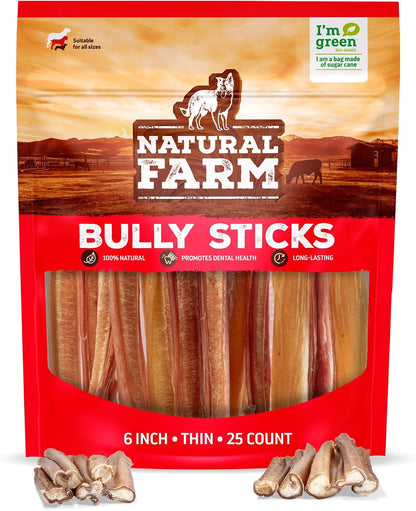 Natural Farm Odor-Free Thin Bully Sticks (6", 10-Pack) All-Natural Long-Lasting Dog Chews, 100% Beef Pizzle, Grass-Fed, Grain-Free, Protein for Muscle Development & Energy, Perfect for Medium Chewers - Image 10