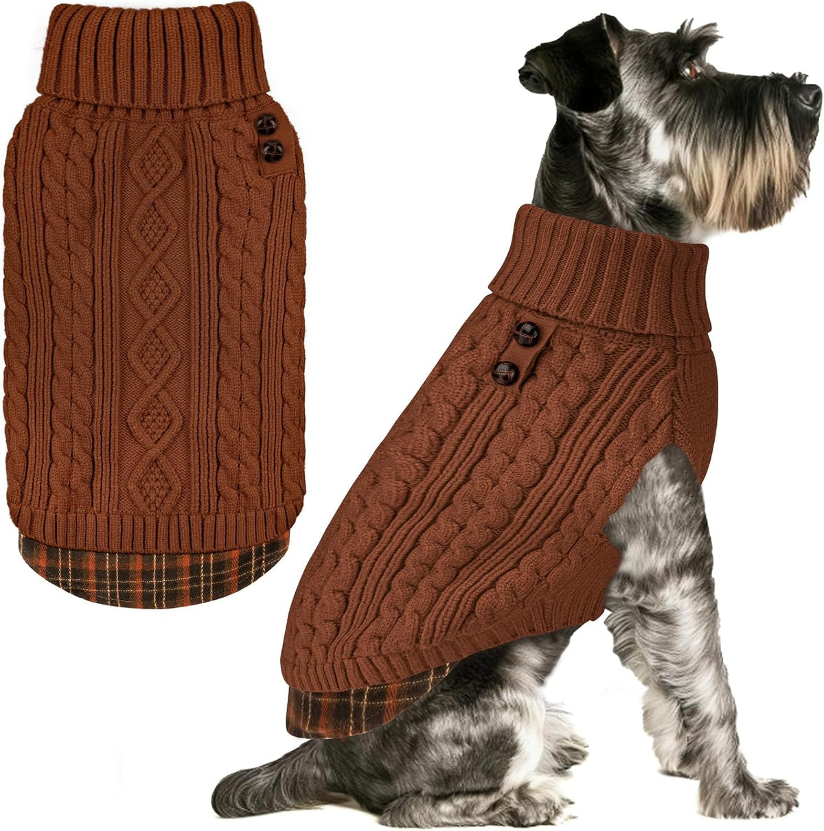 KYEESE Dog Sweater Soft Pullover Dog Sweaters for Small Dogs Male Warm Turtleneck Small Dogs Sweater with Gingham Patchwork Stretchy Knitwear Cat Clothes Comfy Pet Coat for Fall Winter Cold Weather - Image 11