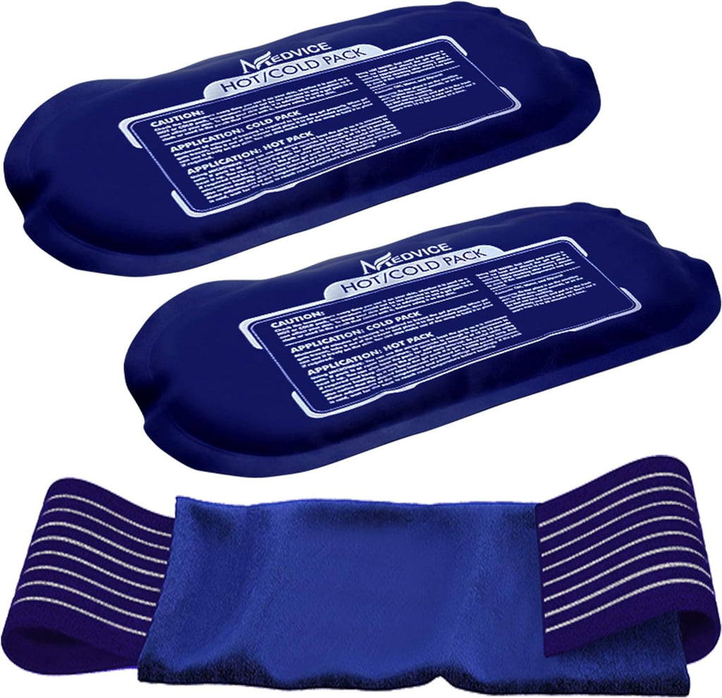 Medvice reusable hot and cold ice packs 3-piece set front view