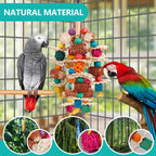 LovyoCoCo bird enrichment toy hanging from a cage wire hook