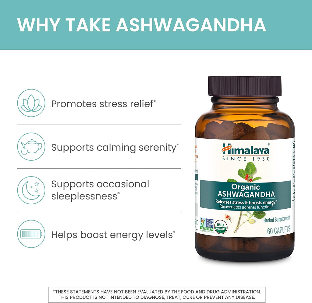 Himalaya organic ashwagandha 670 mg bottle side view