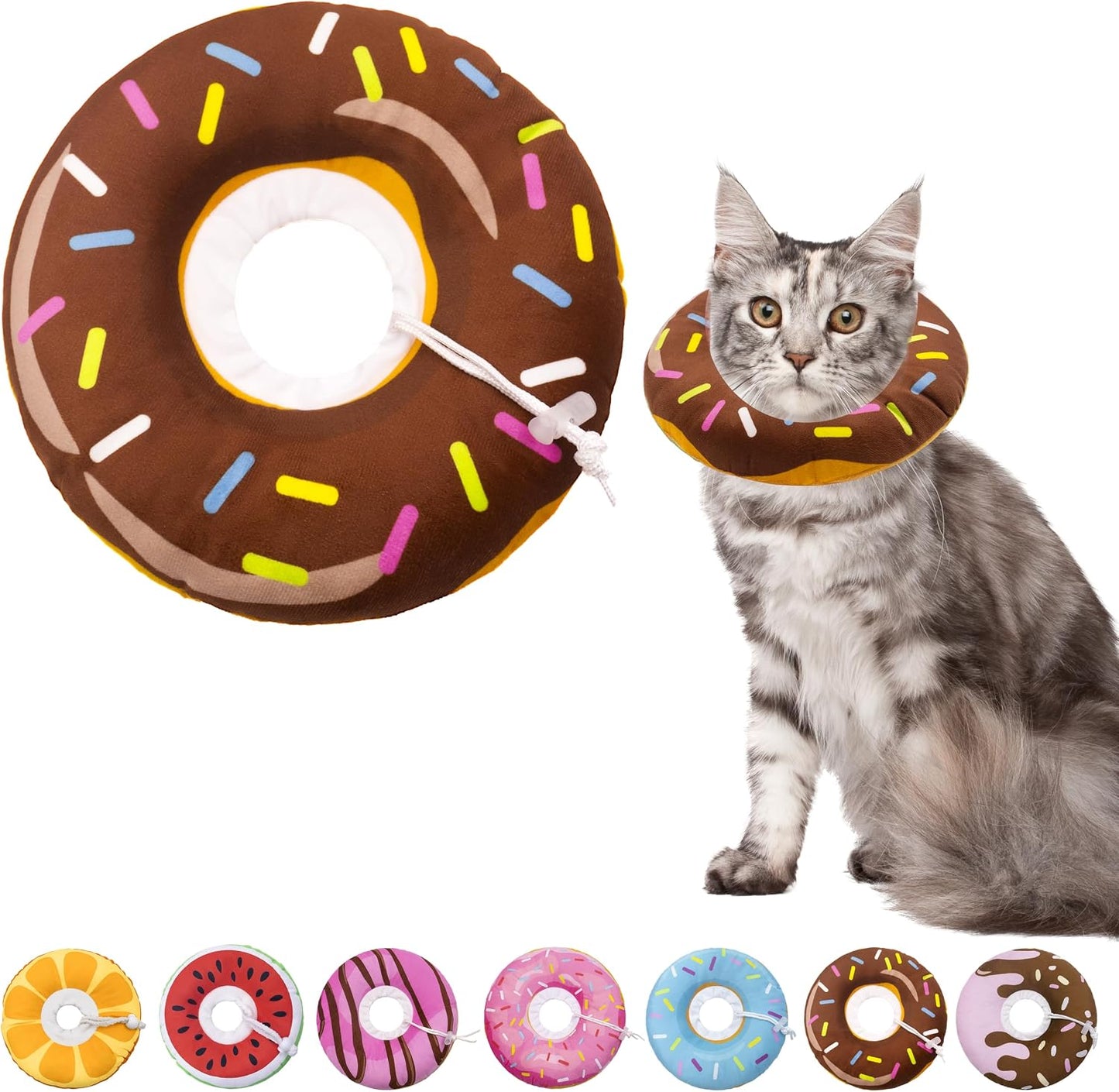 Seyezo Cat Cone Collar Soft, Adjustable Cat Recovery Collars Spay Cones to Stop Licking, Cute Donut E Collar After Surgery, Anti-Lick Recovery Elizabethan Collar for Kittens (Donut Pink, Small) - Image 11