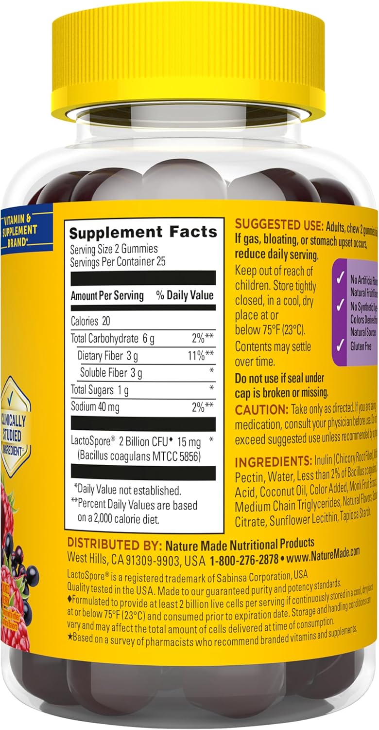 Nature Made Probiotic + Prebiotic Fiber Gummies, 50 Gummies - Image 11