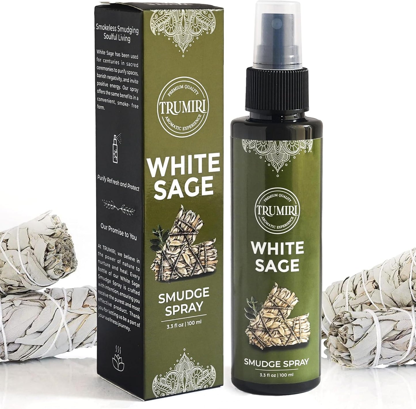 TRUMIRI White Sage Smudge Spray front view for spiritual cleansing