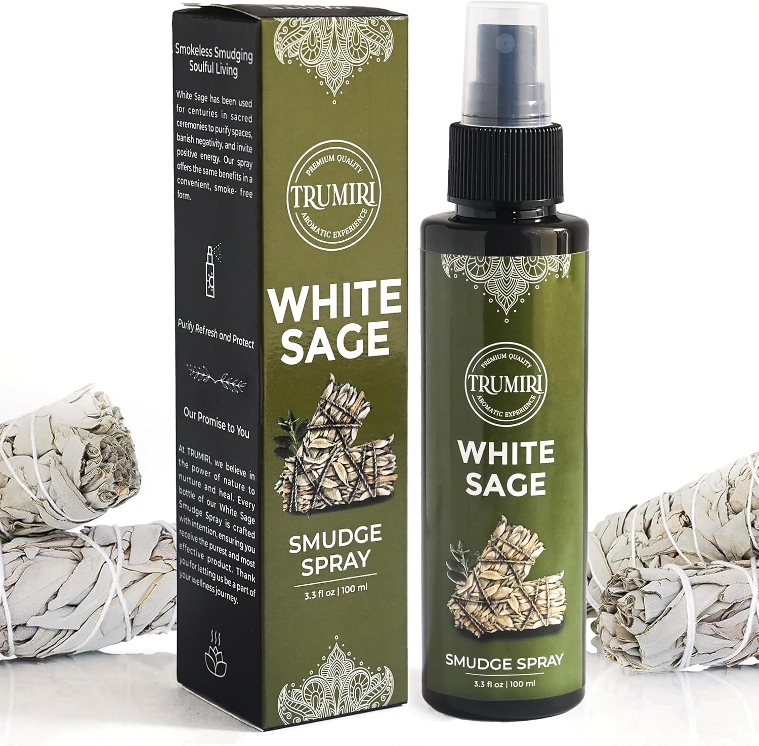 TRUMIRI White Sage Smudge Spray front view for spiritual cleansing