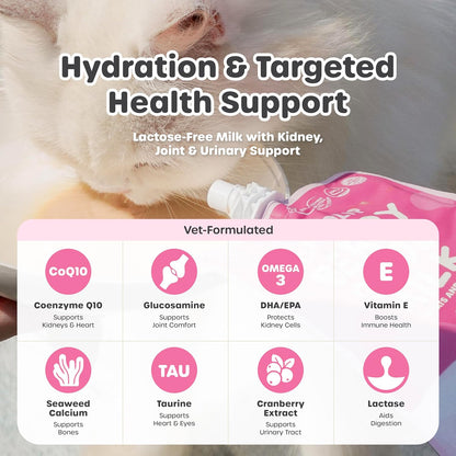 Choolip vitamin pet milk pack of ten pouches showing dietary nutritional facts