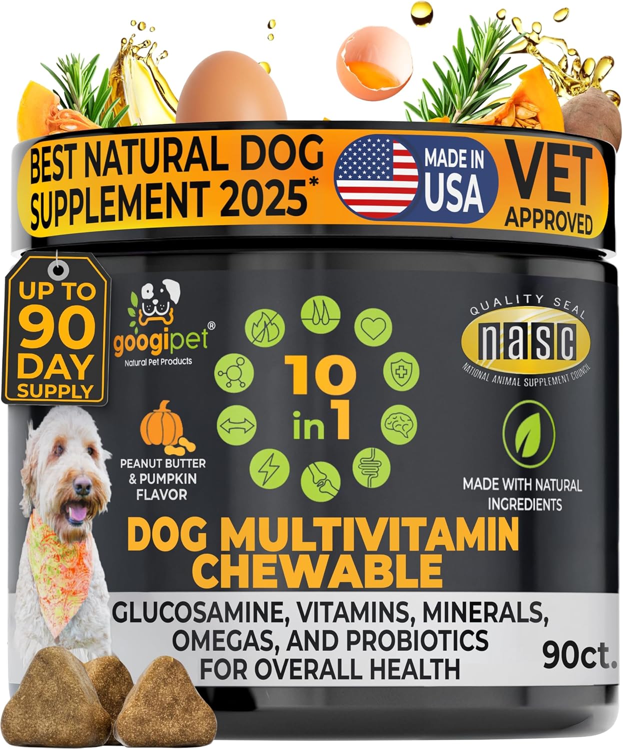 Googipet Premium Dog Multivitamin Chewable, Dog Vitamins and Supplements, Puppy Vitamins & Senior Dogs Probiotics for Gut Health + Vitamin C, Glucosamine for Dogs Joint Support (Chicken Flavor) - Image 14