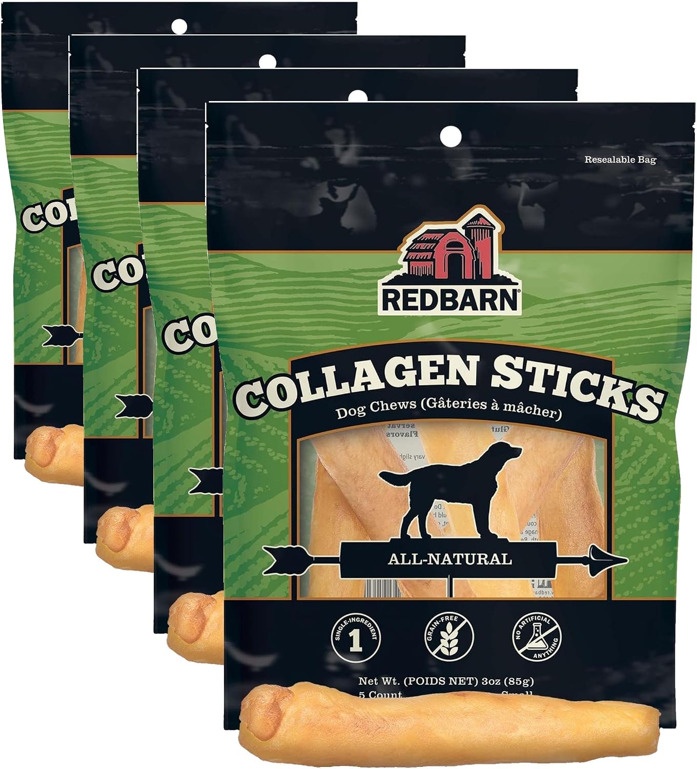Redbarn natural twelve inch collagen dog chews display