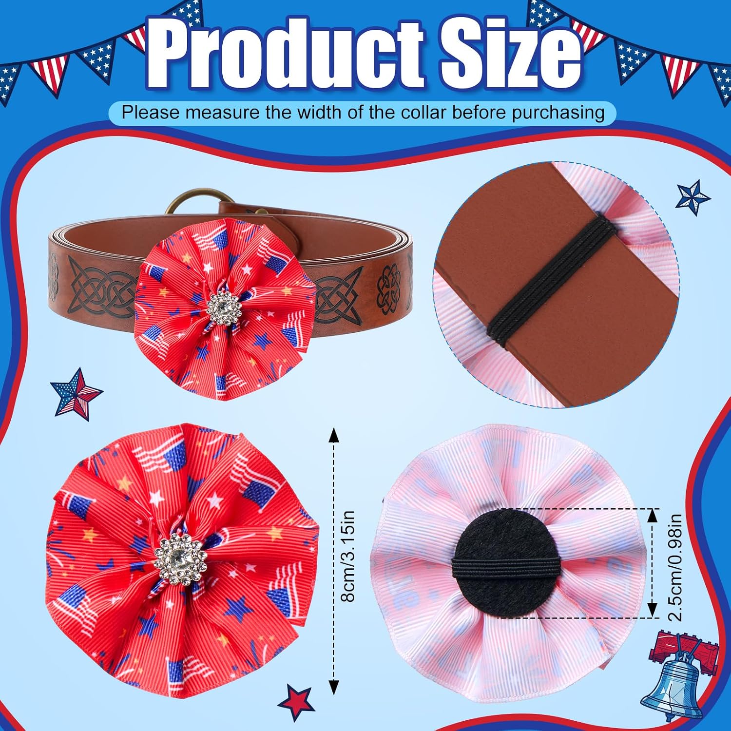 Close up view of the elastic rubber band backing on the Dansydaisy pet charms