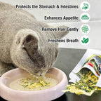 Glopawear indoor cat digestive health treats 2.3 ounce resealable bag back label instructions.