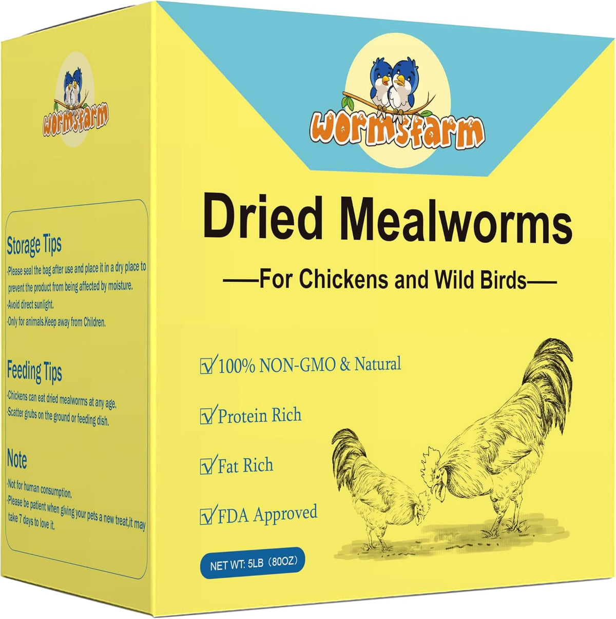 Nutritional label and product details for Hatortop mealworms