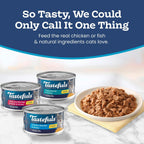 Blue Buffalo chicken tuna and shrimp flaked entrees in gravy cans layout