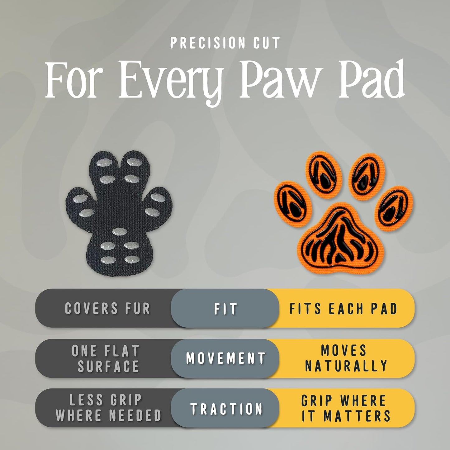 Senior dog walking confidently on hardwood floor wearing DOK paw grips