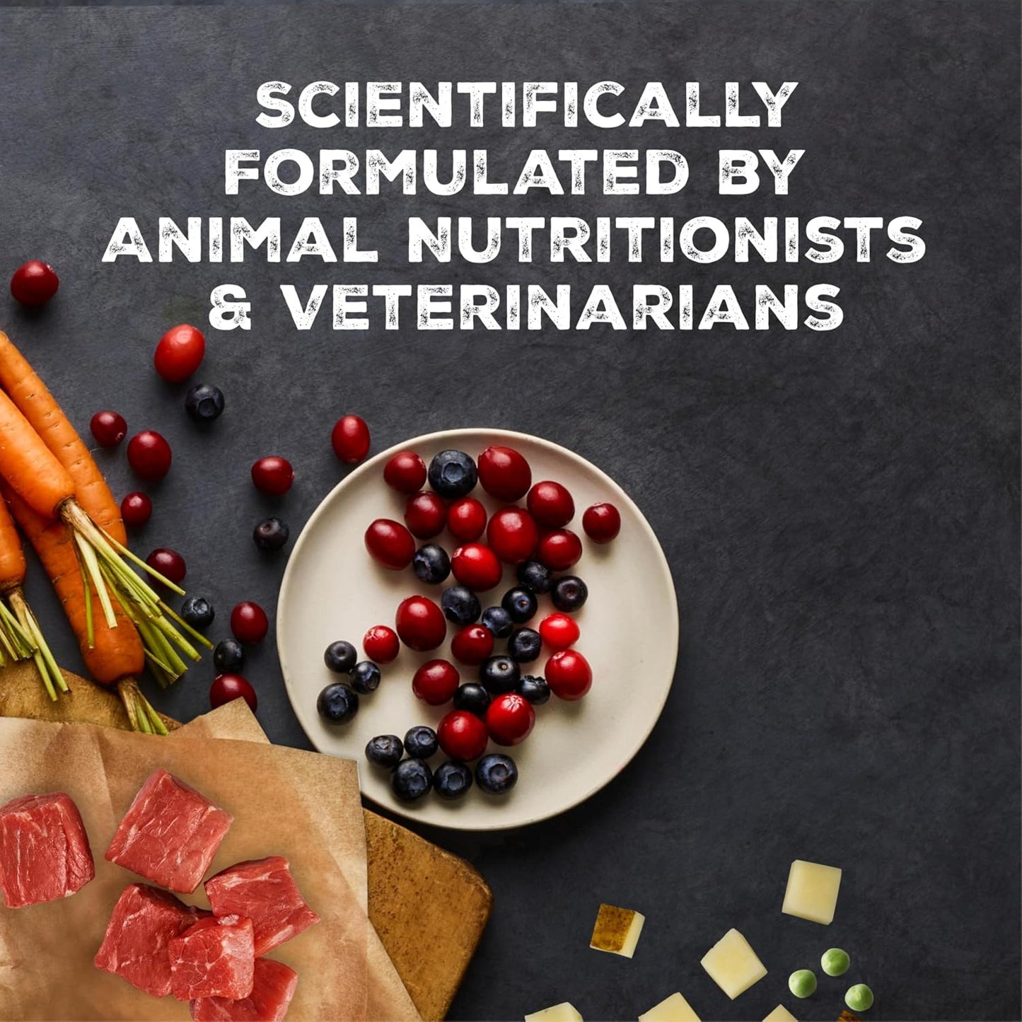 Premium Blue Buffalo natural ingredients dog food cans close up.