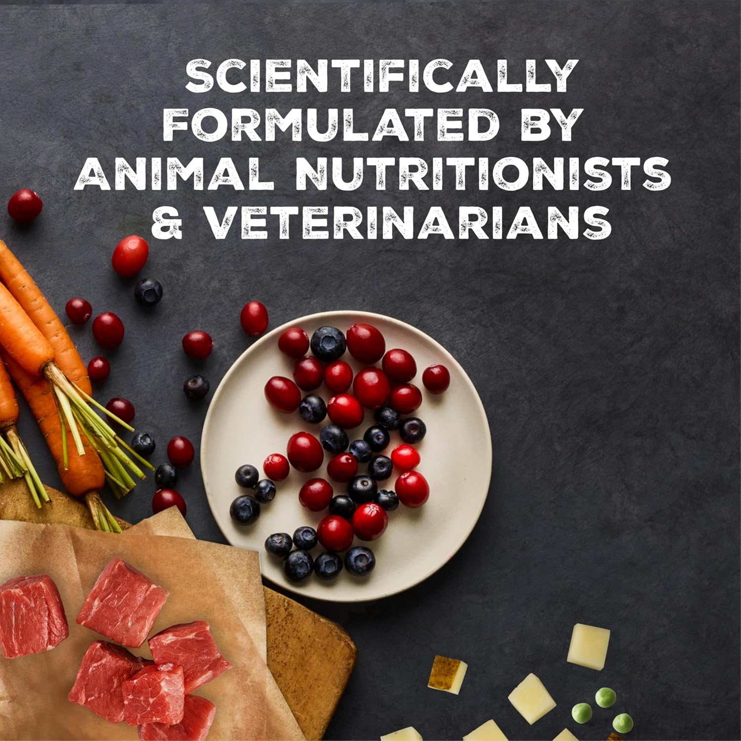 Premium Blue Buffalo natural ingredients dog food cans close up.