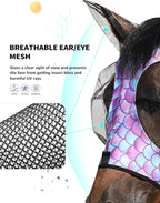 Side profile of horse wearing Harrison Howard fly mask