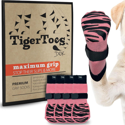 DOK TigerToes Premium Non-Slip Dog Socks for Hardwood Floors - Extra-Thick Grip that Works Even When Twisted - Prevents Licking, Slipping, and Great for Dog Paw Protection - Size Large - Image 11
