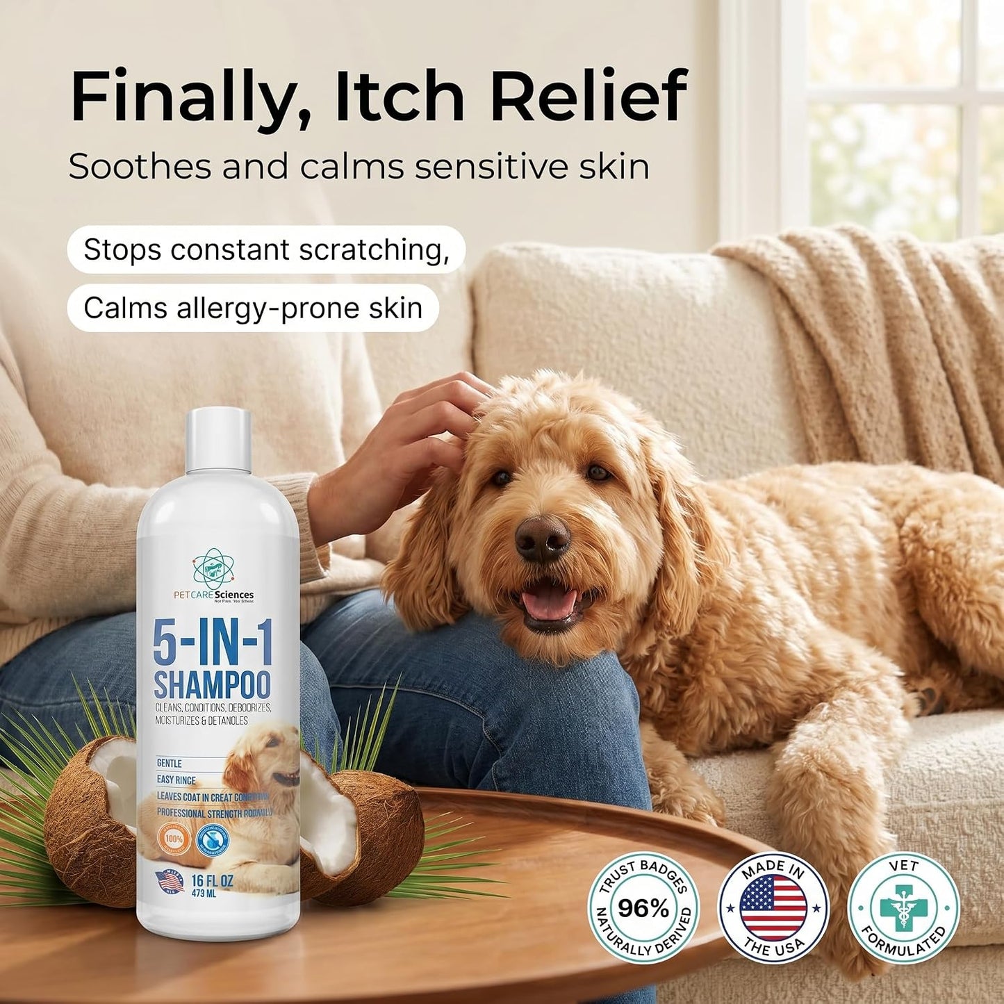 Pet Care Sciences professional grade dog shampoo label detail