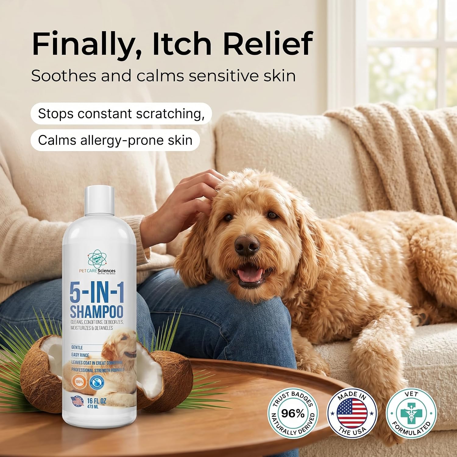 Pet Care Sciences professional grade dog shampoo label detail