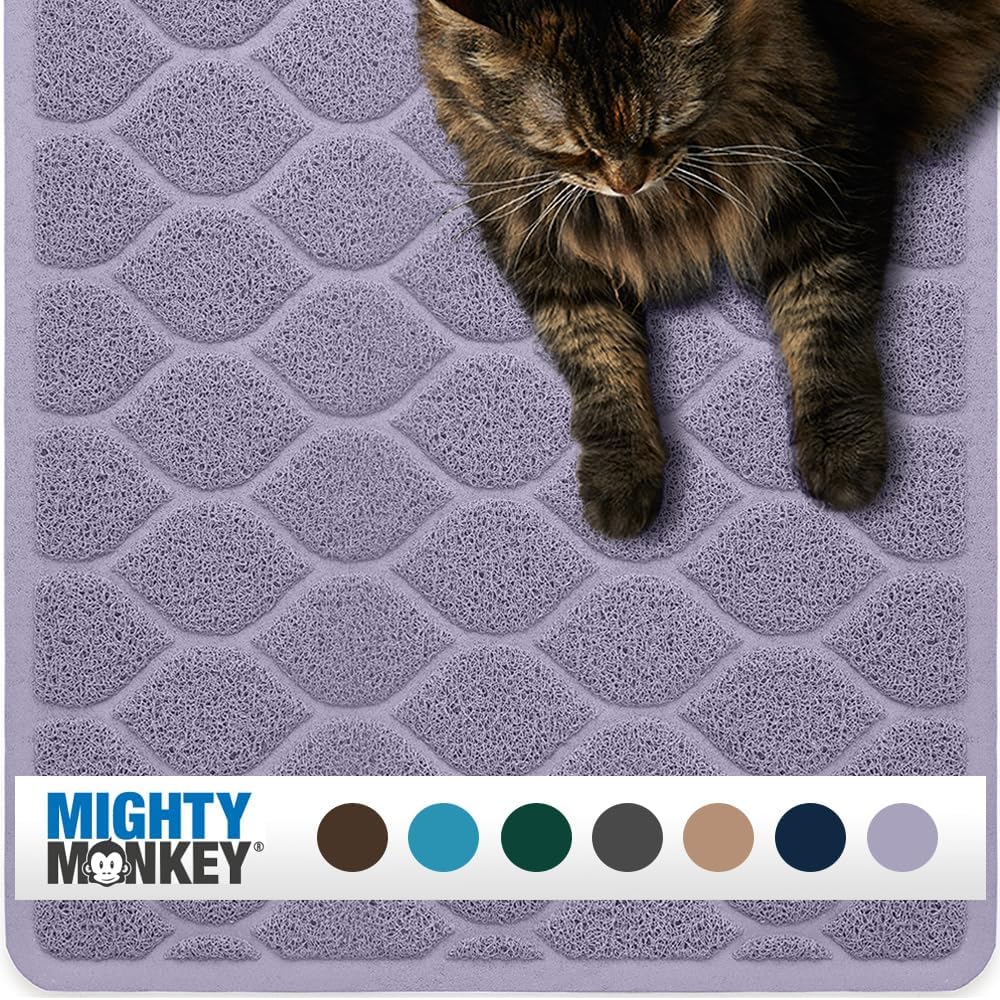 MIGHTY MONKEY Waterproof BPA Free Cat Litter Box Trapping Mat, Easy Clean Floors, Textured Backing, Soft on Sensitive Kitty Paws, Cats Accessories, Less Waste, Stays in Place, 35x23, Slate Gray - Image 11