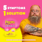 Pepto Bismol five symptom relief details on box