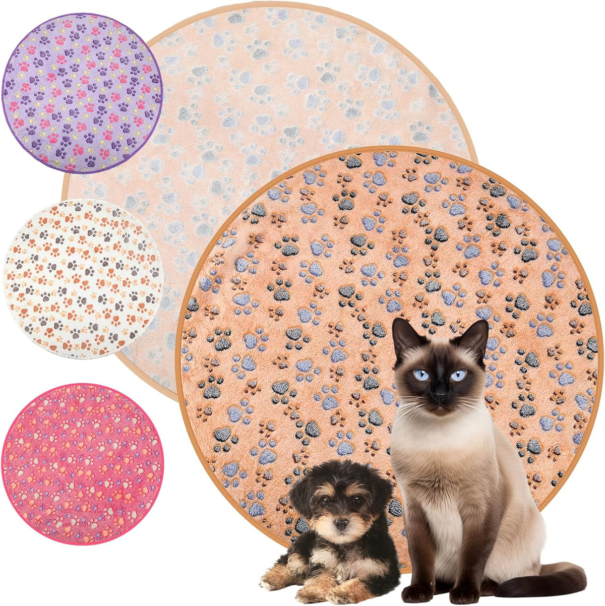 Tatuo 4 Pack Fleece Dog Blankets for Puppy Cats Multi-Size Sleep Mat for Pet Guinea Pig Soft Washable Warm Crate Bed Puppy Teething Toys Print Pattern Blanket Indoor(Mixed Color,24 x 16 Inch,Paw) - Image 14