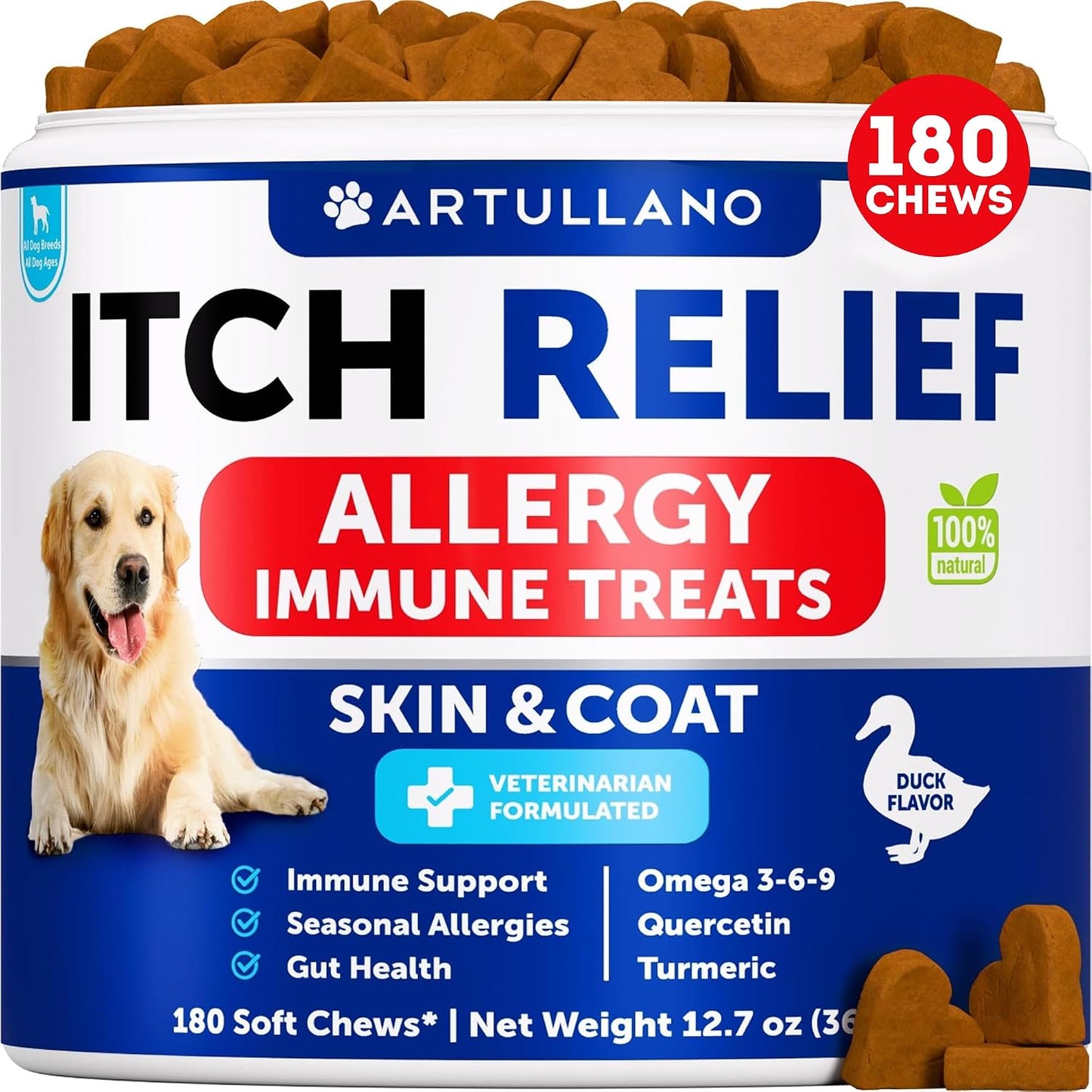 Authentic Artullano liquid fish oil 8 fluid ounces bottle for pet wellness.