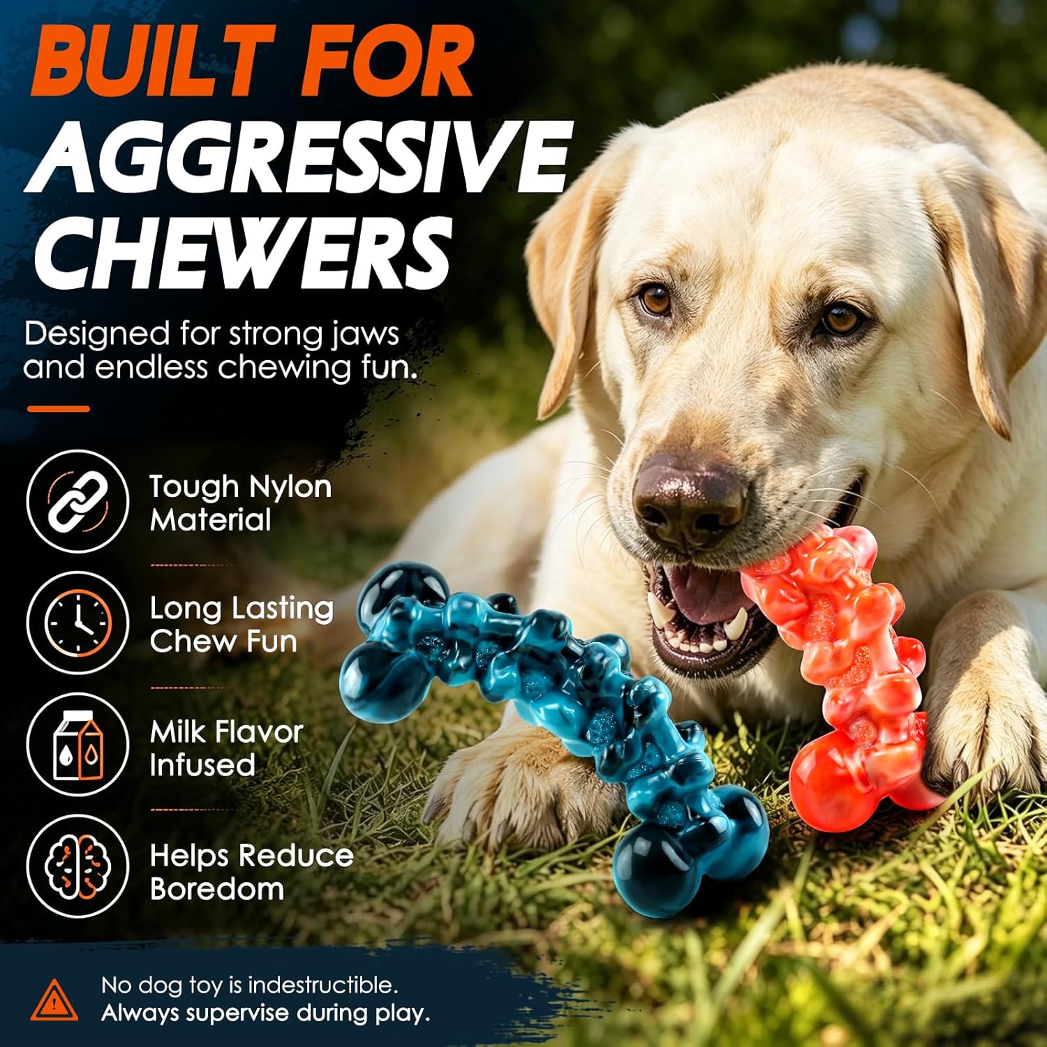Two durable nylon bones for aggressive chewers