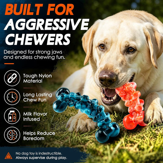 Two durable nylon bones for aggressive chewers