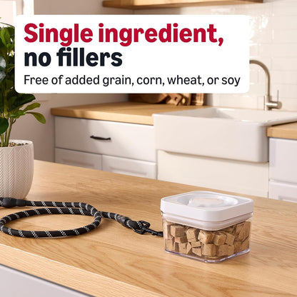 Amazon Basics dog food topper and healthy reward treats packaging details