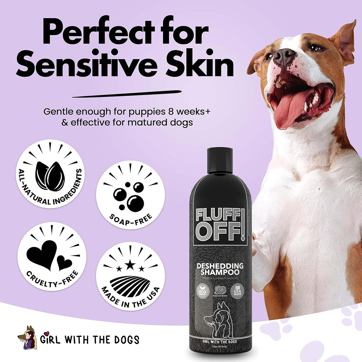 Girl With The Dogs Fluff Off premium imported pet undercoat care kit